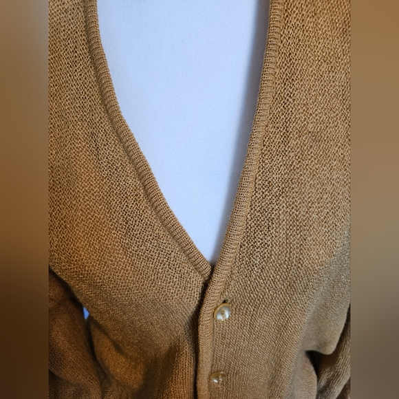 Vintage Hudson's Glasgo Men's Cardigan Mustard Gold Virgin Mohair & Wool size M - Picture 4 of 6